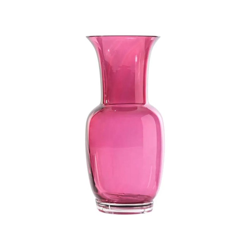 Vaso Opalino Venini Magenta Trasparente con Base Cristallo – Design 1932