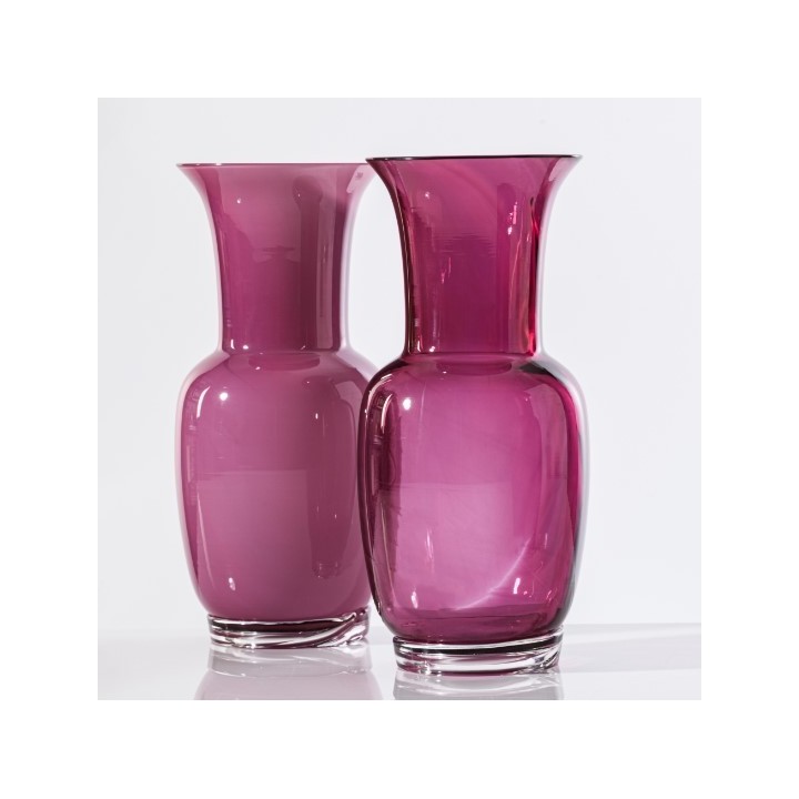 Venini Vaso Opalino magenta trasparente alto 36 cm