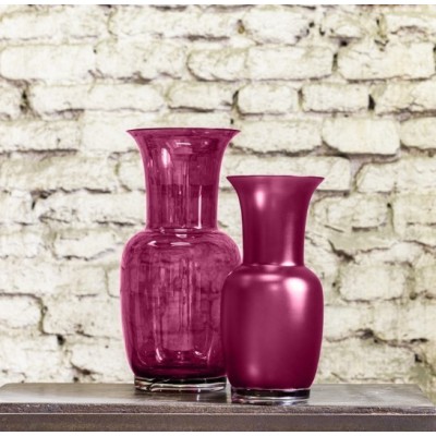 Vaso Opalino Venini Magenta Trasparente con Base... 2