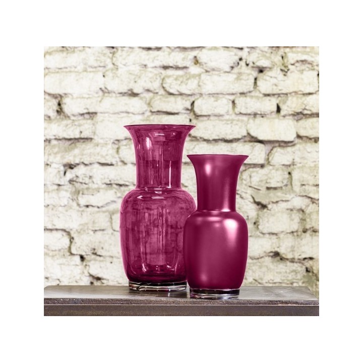 Venini Vaso Opalino magenta trasparente alto 36 cm