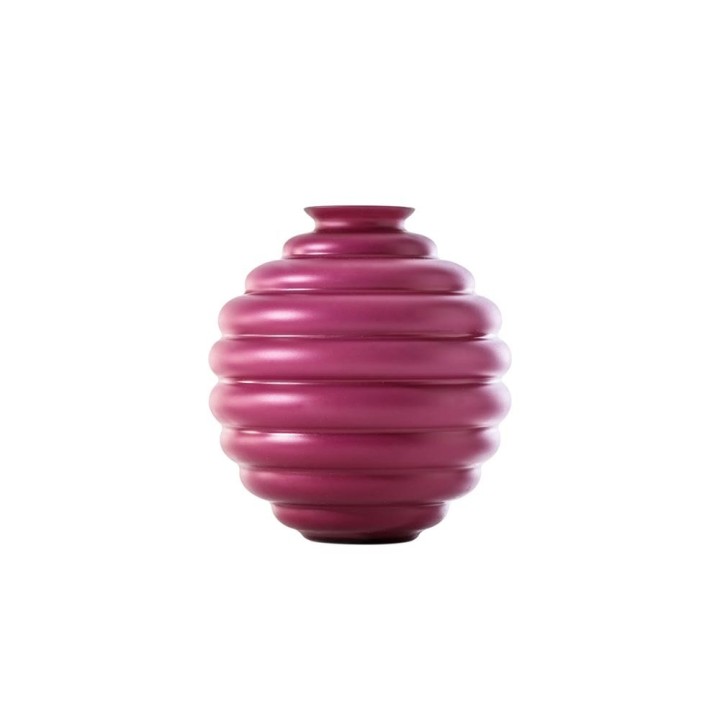 Venini Vaso Deco sabbiato magenta e lattimo alto 18 cm