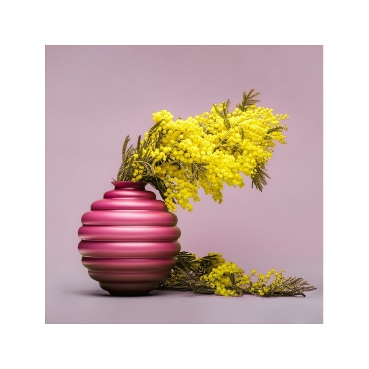 Venini Vaso Deco sabbiato magenta e lattimo alto 18 cm