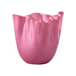 Venini Fazzoletto sabbiato magenta e lattimo alto 24 cm