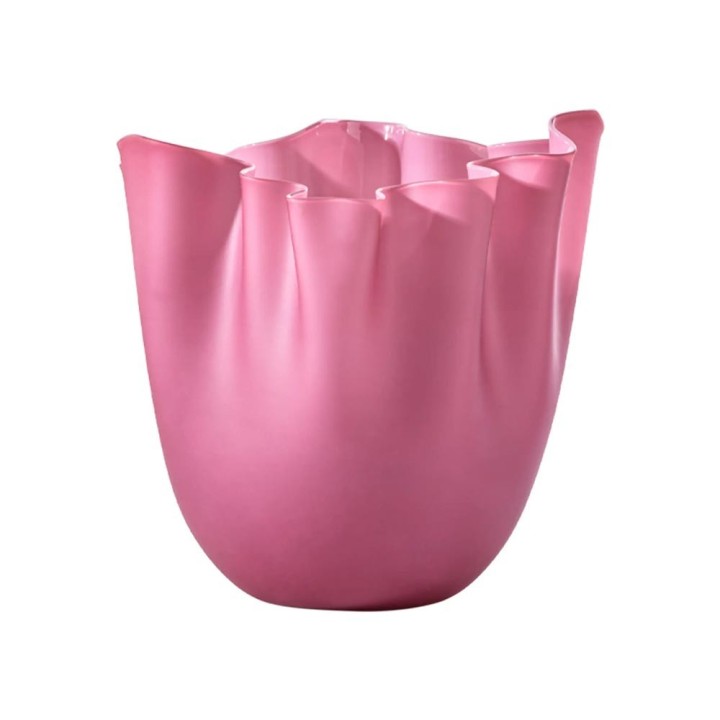 Venini Fazzoletto sabbiato magenta e lattimo alto 24 cm