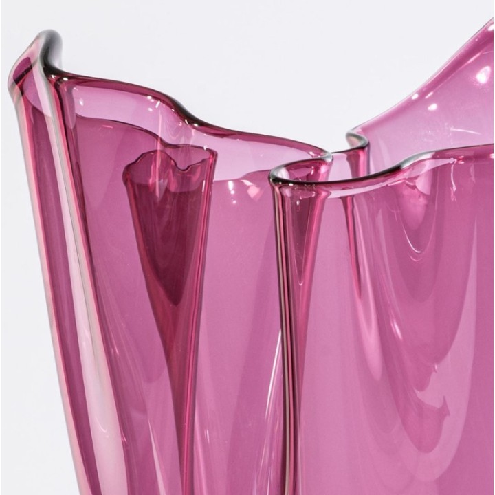 Venini Fazzoletto sabbiato magenta trasparente alto 24 cm