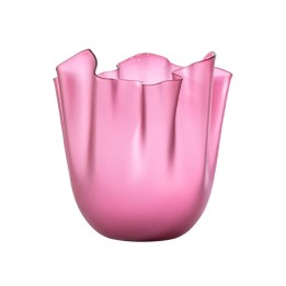 Venini Vaso Fazzoletto sabbiato magenta e lattimo alto 24 cm