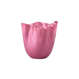Venini Fazzoletto sabbiato magenta e lattimo alto 13,5 cm