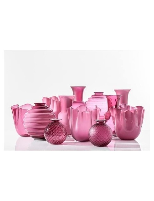 Vaso Fazzoletto Opalino Venini Magenta Sabbiato...