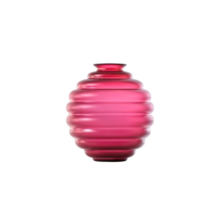 Venini Vaso Deco sabbiato magenta trasparente Ø 23 cm