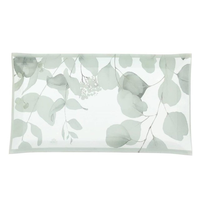 PIATTO VETRO BOTANIC BIANCO  20X37CM