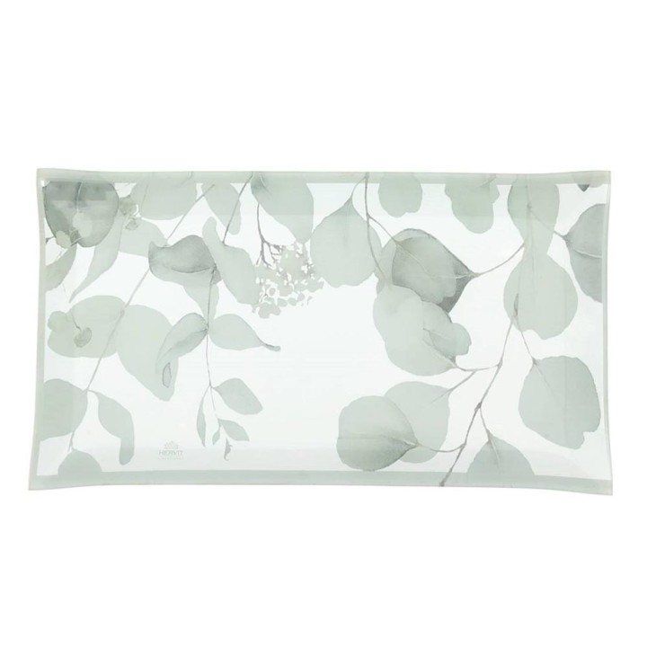 Hervit Creations Piatto Botanic in vetro bianco 20 × 37 cm