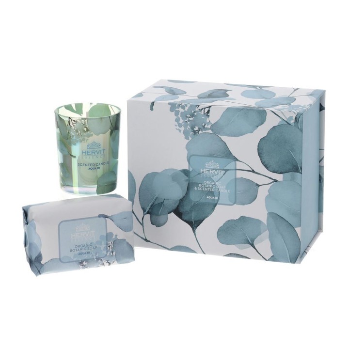 Hervit Creations Set Botanic blu candela e sapone Aqua Di