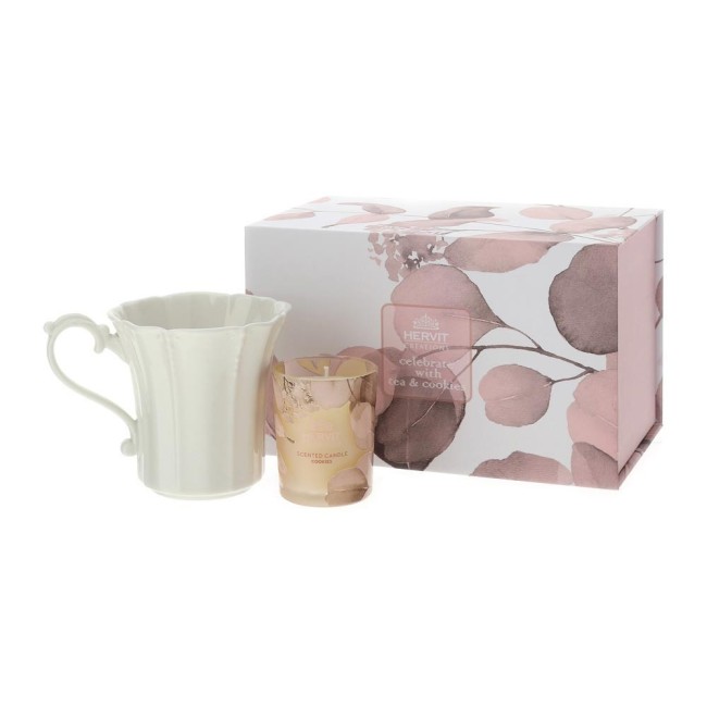SET CANDELA 70G+MUG PORC. BOTANIC ROSA