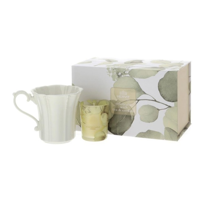 SET CANDELA 70G+MUG PORC. BOTANIC GIALLO