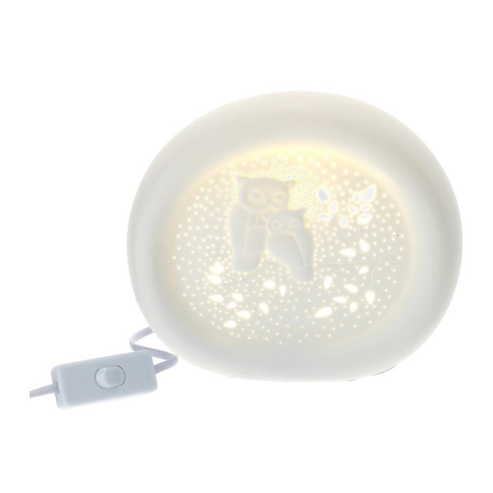 Hervit Lampada Oblò in porcellana civette 21 × 9 × 18 cm
