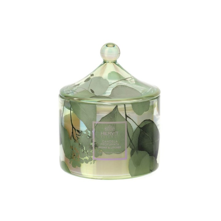 Hervit Candela Botanic Pagoda verde peonia e litchi 12 cm