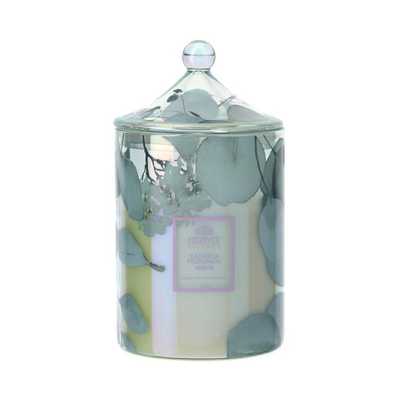 Candela Profumata in Vaso di Vetro "Botanic Pagoda" Blu (520 gr) Fragranza Aqua Di – Hervit Creations