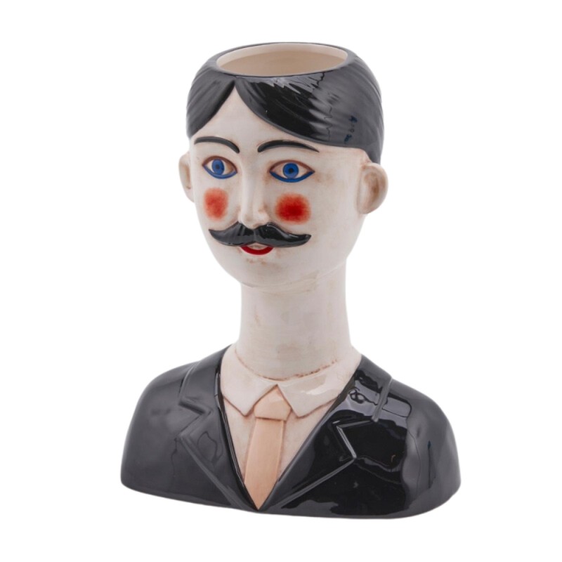 Vaso Faccia Lui Vintage H30 cm in Ceramica con Baffi - Enzo De Gasperi (EDG)