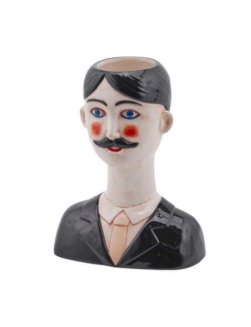 Vaso Faccia Lui Vintage H30 cm in Ceramica con Baffi - Enzo De Gasperi (EDG)