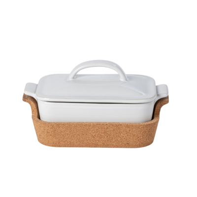 RECT. COV.CASSEROLE W/CORK ENSAMBLE WHITE