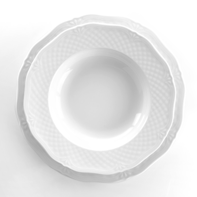 Servizio Tavola 18 Pezzi Flora Weiss – Piatti in Porcellana Bianca Weissestal