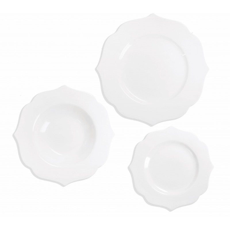 Servizio Piatti 18 Pezzi Queen Brandani in Porcellana New Bone China