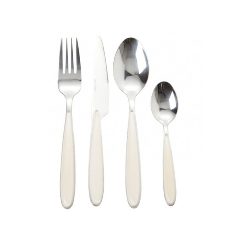 Servizio di Posate Moderno Brandani in Acciaio Inox con Manico Avorio - Set 16 Pezzi