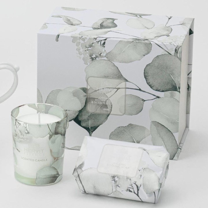 Hervit Creations Set Botanic bianco candela e sapone oud