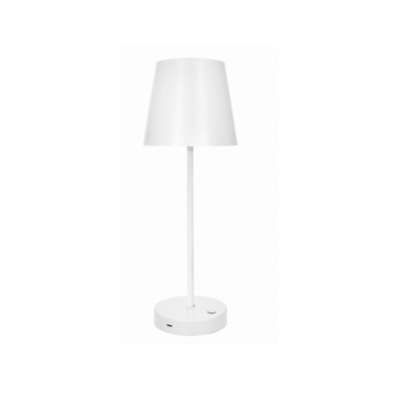 Lampada da Tavolo LED Touch Ricaricabile Altair Brandani – Bianco Metal (H 37,5 cm)