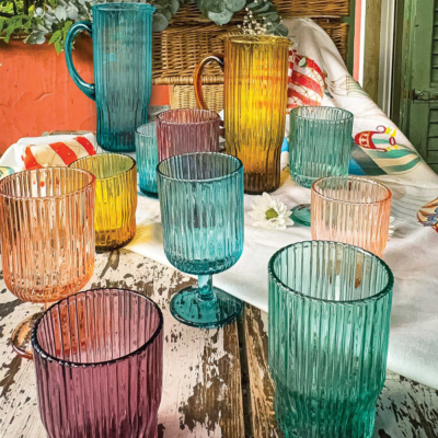 BICCHIERE PLISSE SET 6 PZ COLORI ASSORTITI VETRO 2