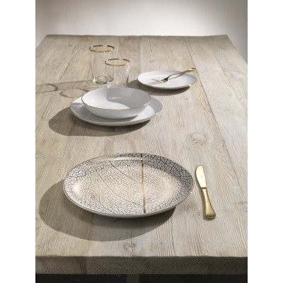 Servizio Tavola 36 Pezzi Onix White Leaf in Porcellana...