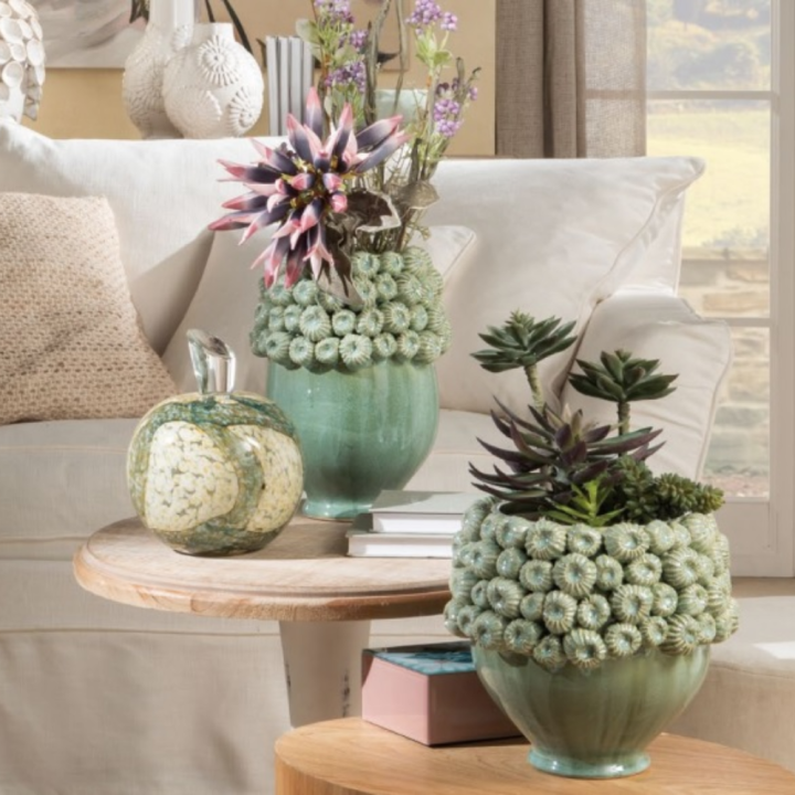 L'Oca Nera Vaso cactus in gres verde 23,5 cm