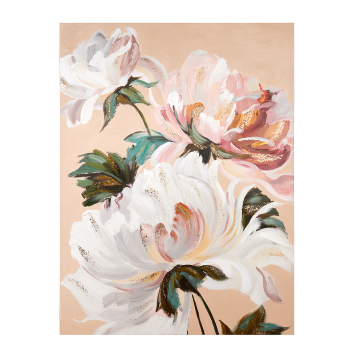 L'Oca Nera Quadro floreale con foglia oro 90 × 120 cm