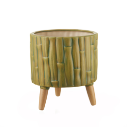 L'Oca Nera Cachepot a bambù in ceramica 25 cm