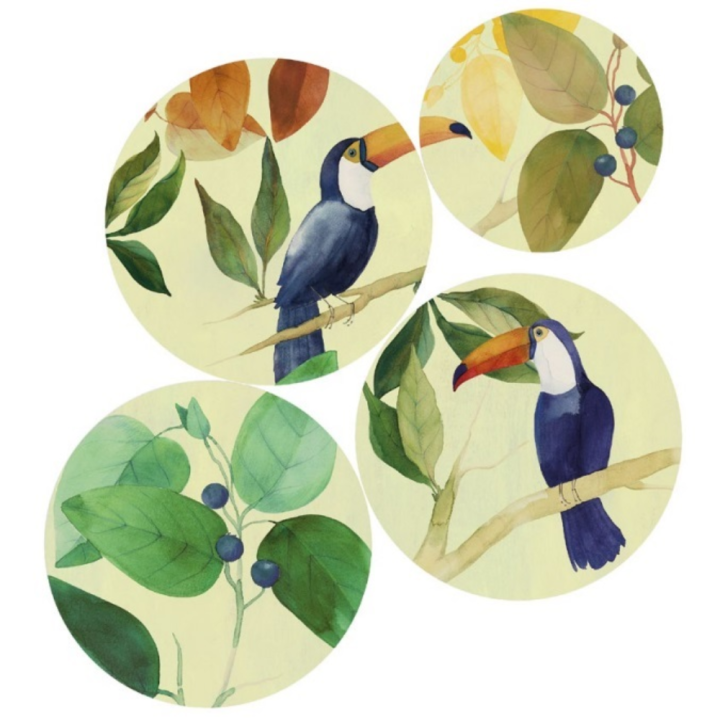 L'Oca Nera Set di 4 piatti decorativi da parete Panama