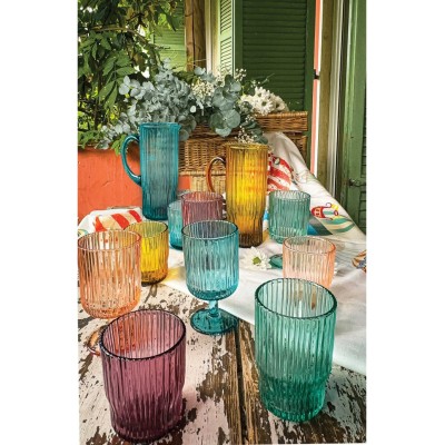 CALICE PLISSE SET 6 PZ COLORI ASSORTITI VETRO 2