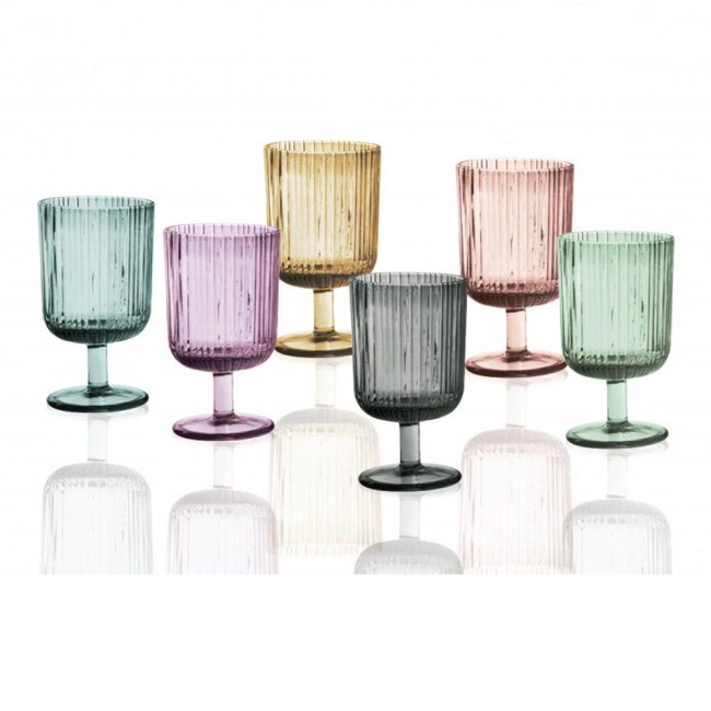 CALICE PLISSE SET 6 PZ COLORI ASSORTITI VETRO