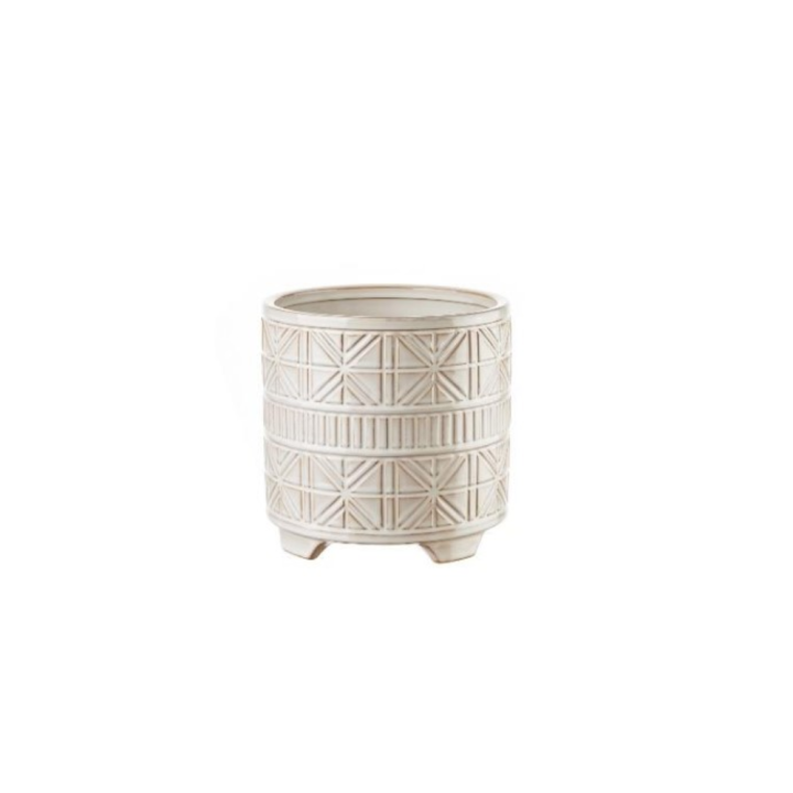 L'Oca Nera Cachepot medio bianco anticato 20 cm