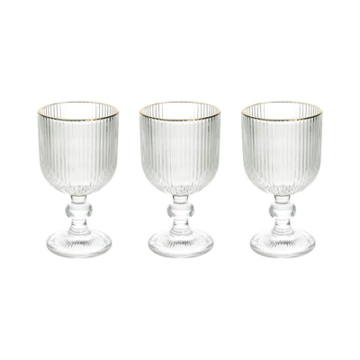 Set 3 Calici Eclipse Tognana 260 cc in Vetro con Filo Oro