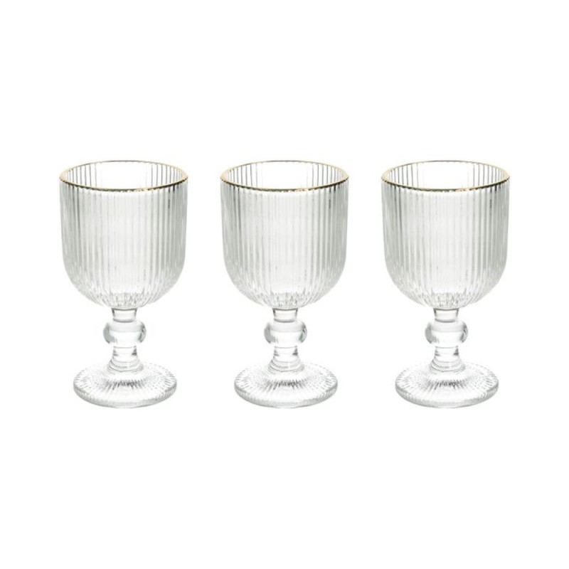 Set 3 Calici Eclipse Tognana 260 cc in Vetro con Filo Oro