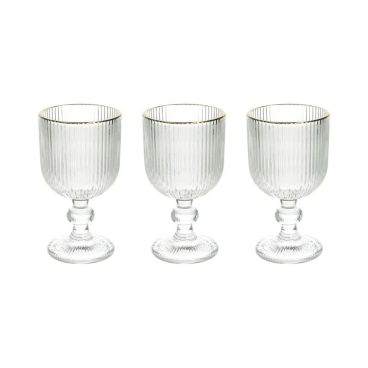 Tognana Set di 3 calici Eclipse filo oro da 260 cc