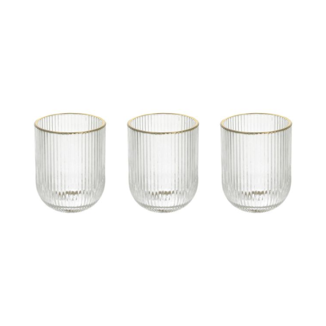 ECLIPSE SET 3BICCHIERI GLASS TRASP. FILO ORO