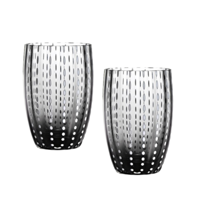 SET 2 TUMBLER PERLE Zafferano Grigio – Bicchieri in Vetro...