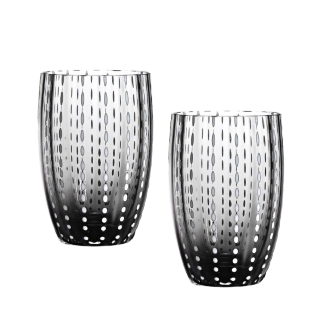 SET 2 TUMBLER PERLE Zafferano Grigio – Bicchieri in Vetro Soffiato a Mano