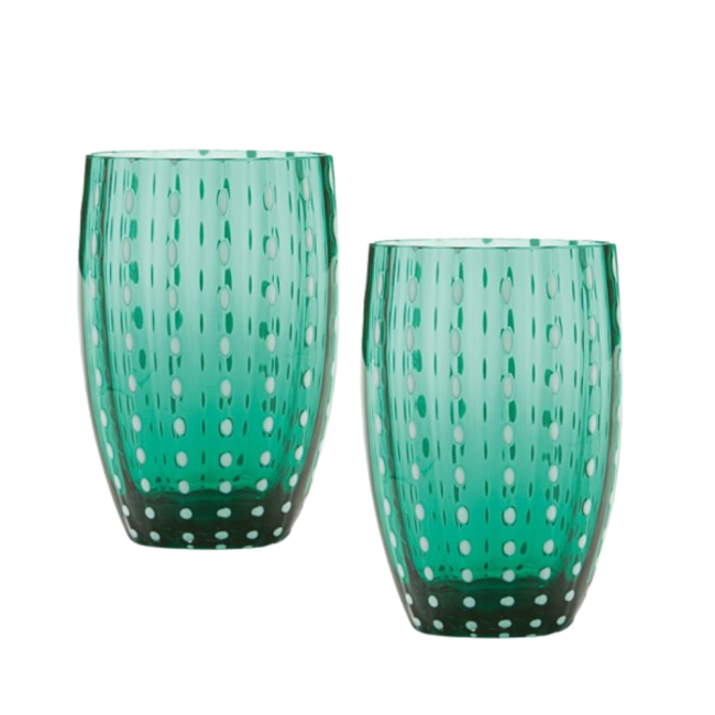 SET 2 BICCHIERI PERLE TUMBLER VERDE