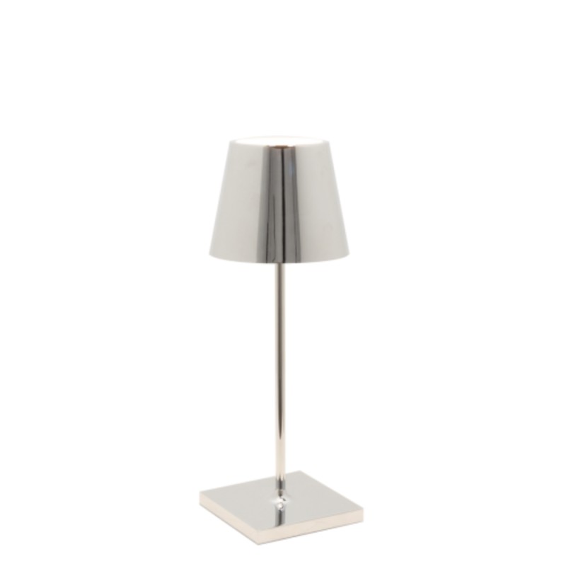 Poldina Mini Lampada da Tavolo Zafferano Cromo Lucido Ricaricabile