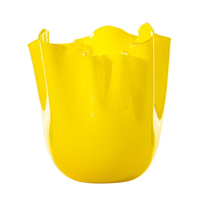 Venini Vaso Fazzoletto opalino ginkgo e lattimo alto 31 cm