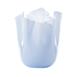 Venini Vaso Fazzoletto sabbiato iceberg e lattimo alto 24 cm