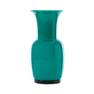 Vaso Opalino Color Paraiba in Vetro di Murano Soffiato e...