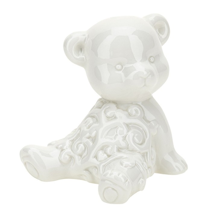 Hervit Orsetto Love in porcellana bianca alto 12 cm